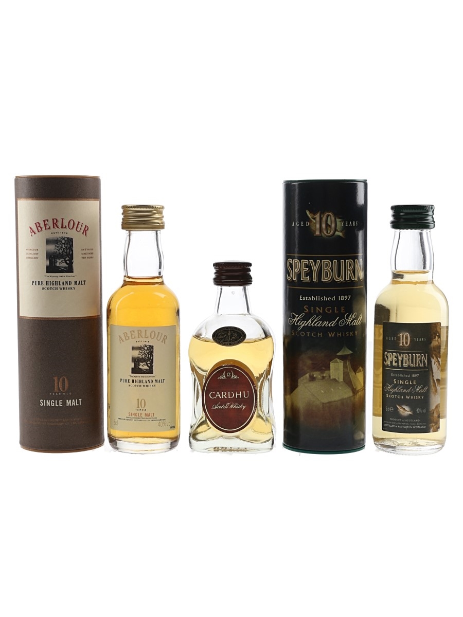 Aberlour 10 Year Old, Cardhu 12 Year Old & Speyburn 10 Year Old Bottled 1990s-2000s 3 x 5cl / 40%