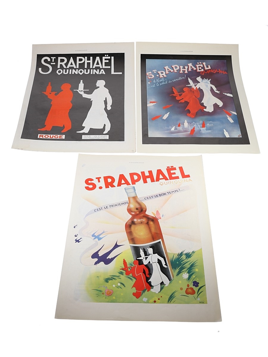 8 Advertising Prints from 1930s Martini, Bonal, Cointreau and St. Raphael Quinquina 