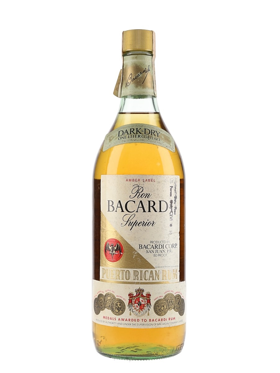 Bacardi Dark Dry Amber Label Bottled 1980s 100cl / 40%