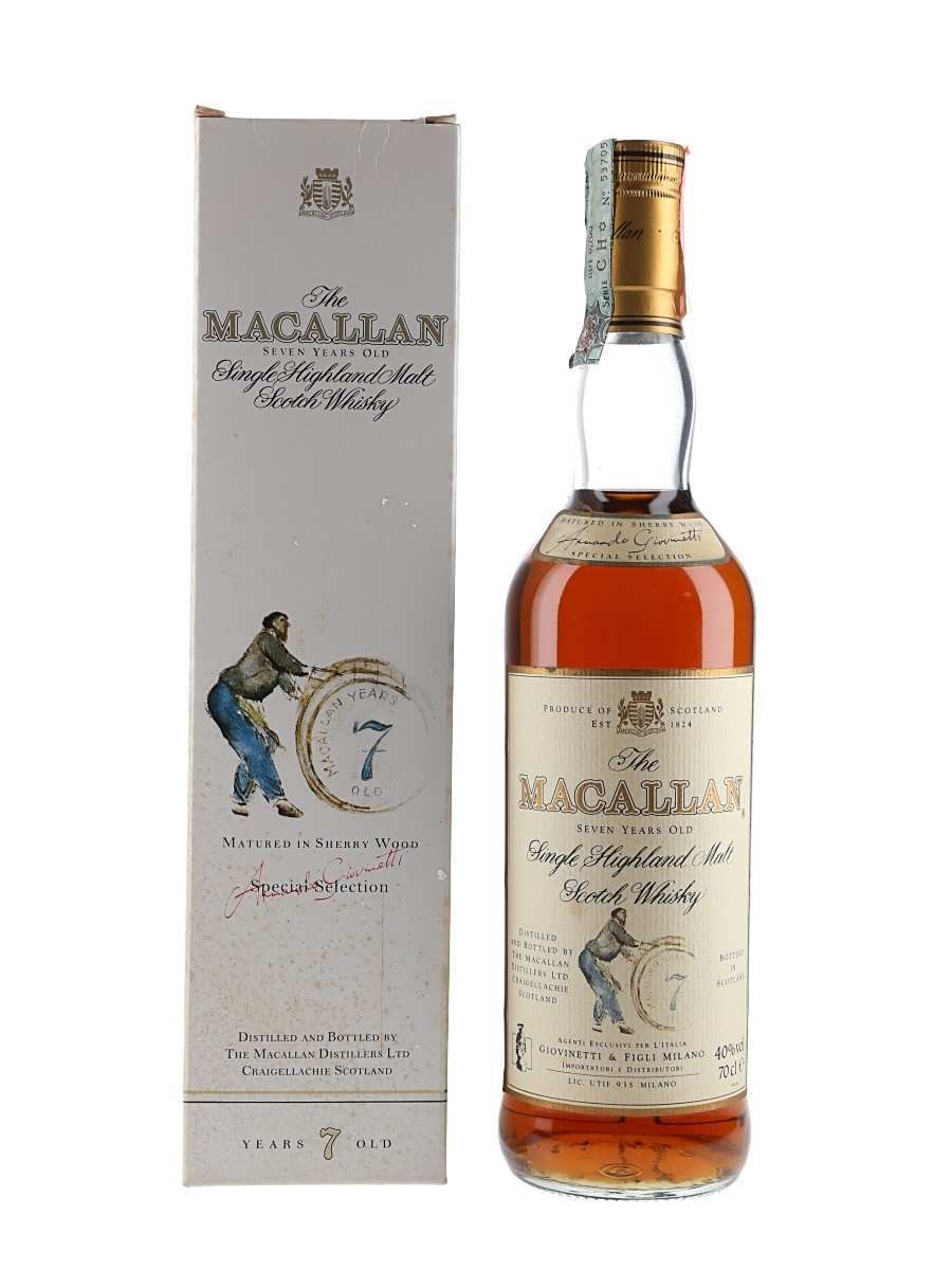 Macallan 7 Year Old Bottled 1990s-2000s - Giovinetti 70cl / 40%