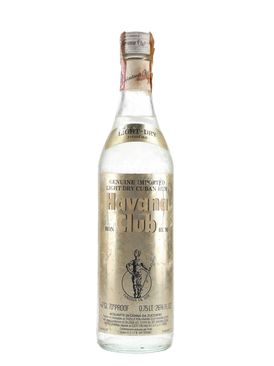 Havana Club 3 Year Old Light Dry Bottled 1960s-1970s - Cinzano 75cl / 40%