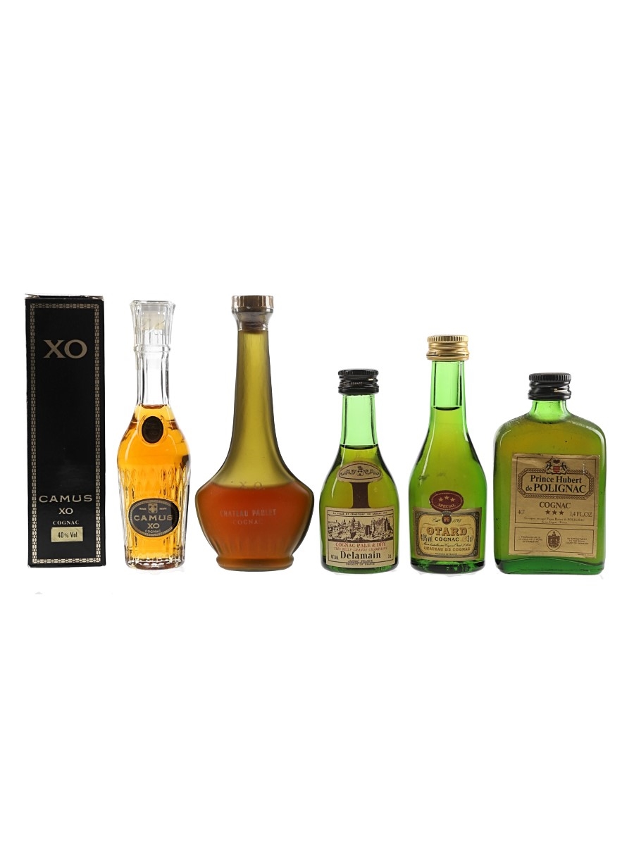 Camus XO, Chateau Paulet, Delamain, Otard 3 Star & Prince Hubert De Polignac Bottled 1970s-1980s 5 x 3cl-4cl / 40%
