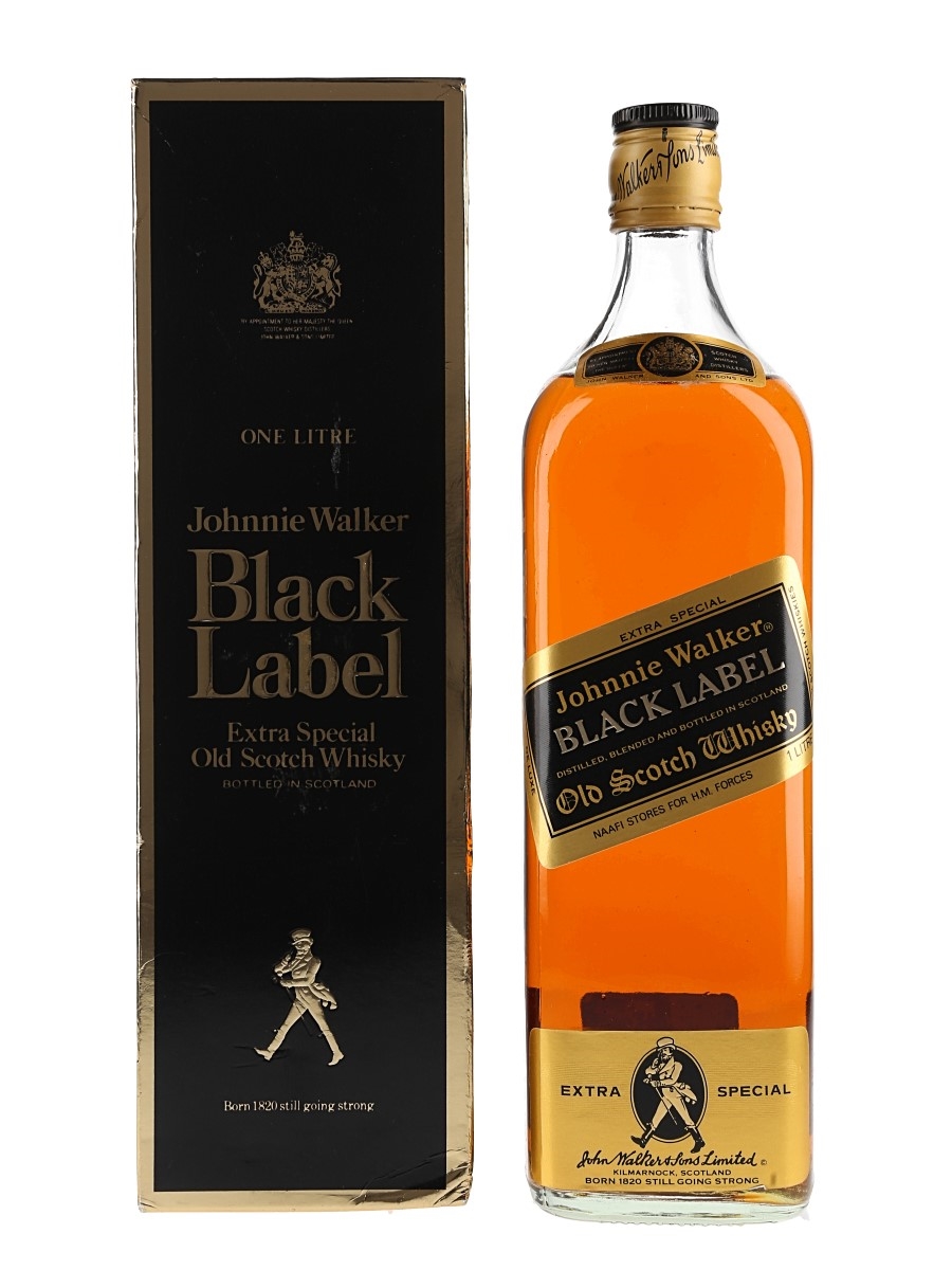 Johnnie Walker Black Label Bottled 1980s - NAAFI Stores 100cl