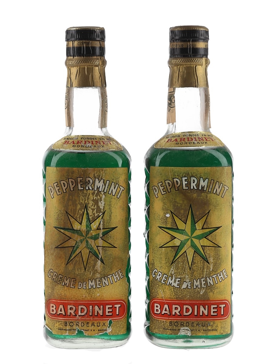 Bardinet Green Star Peppermint Creme de Menthe Bottled 1960s-1970s 2 x 35cl