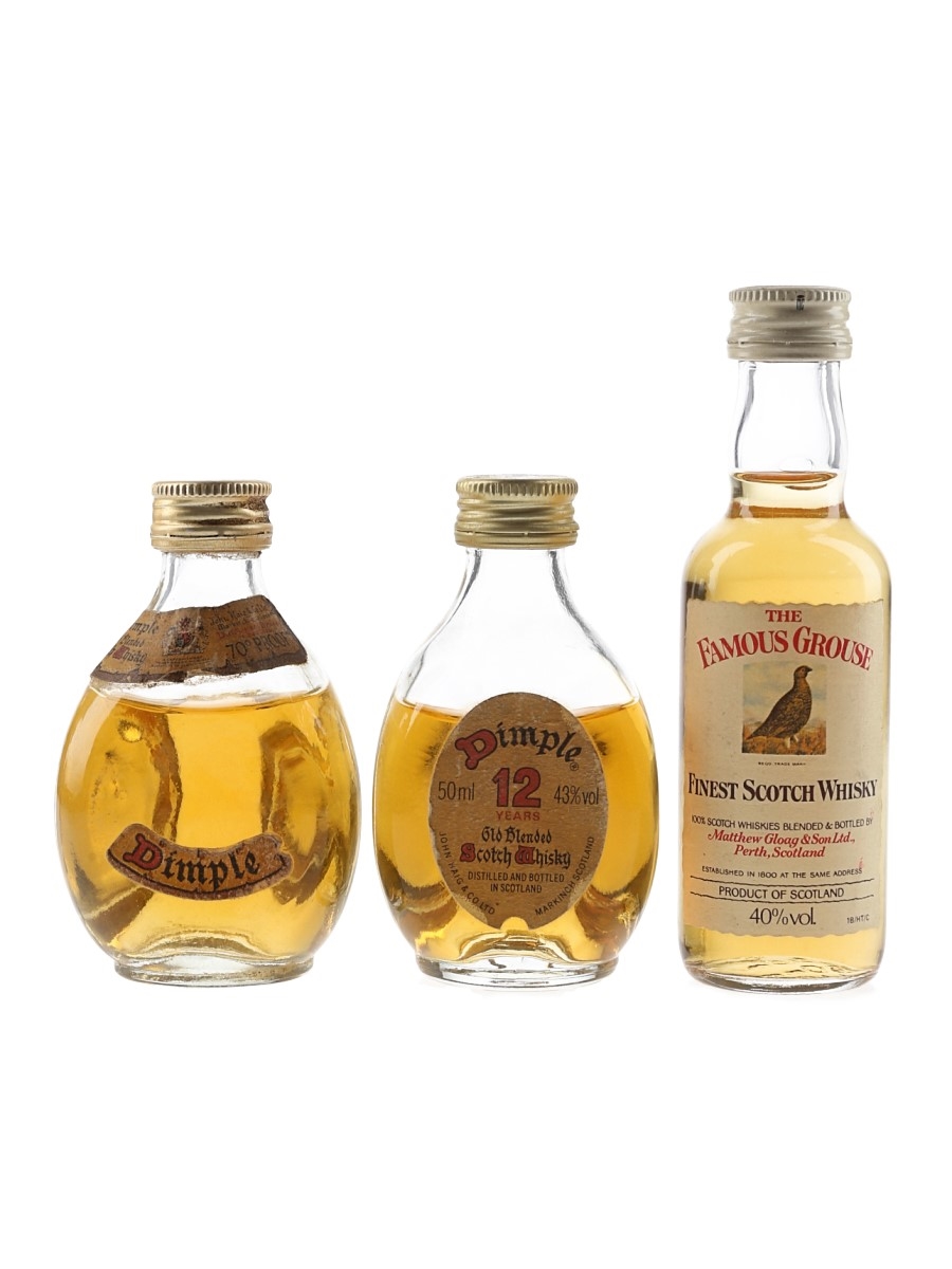 Haig's Dimple, 12 Year Old & Famous Grouse Bottled 1970s-1980s 3 x 5cl