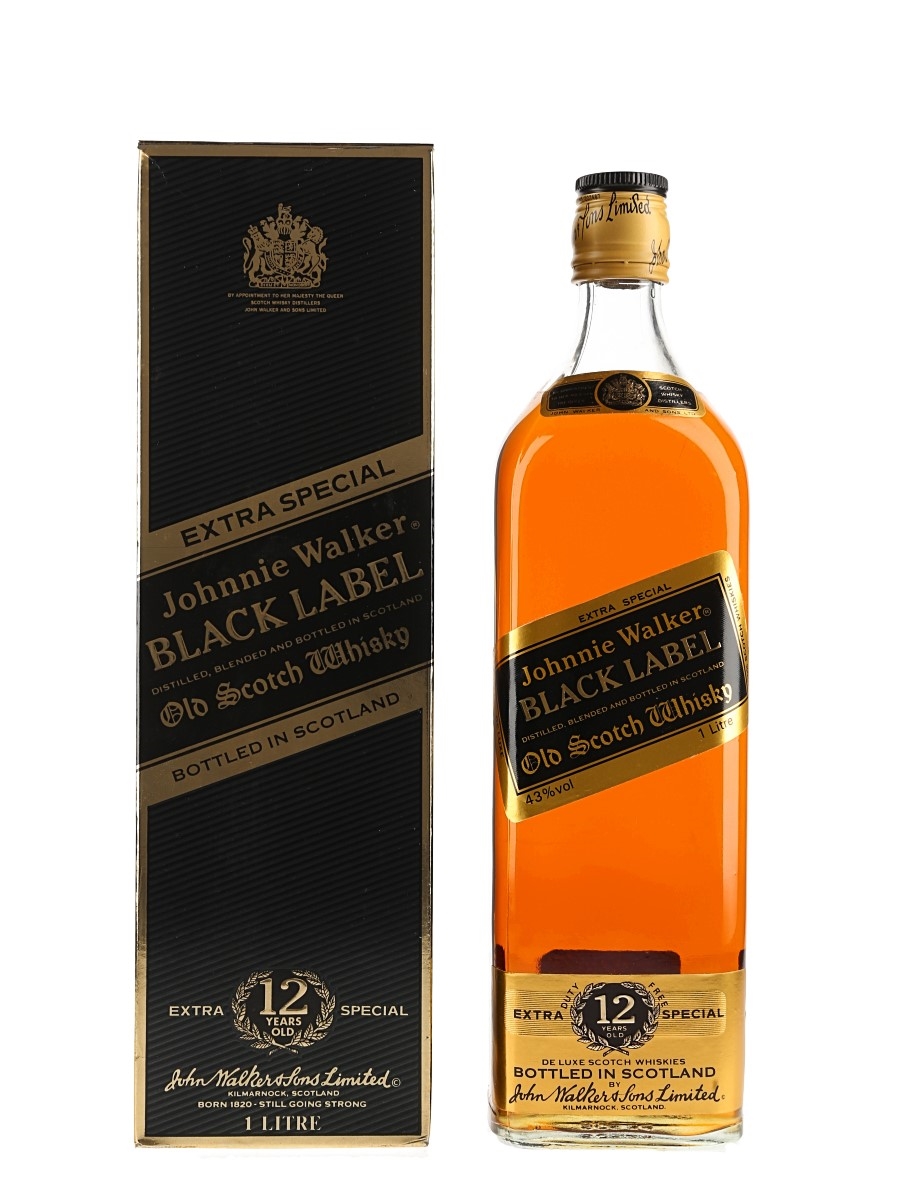 Johnnie Walker  Black Label 12 Year Old Bottled 1980s - Duty Free 100cl / 43%