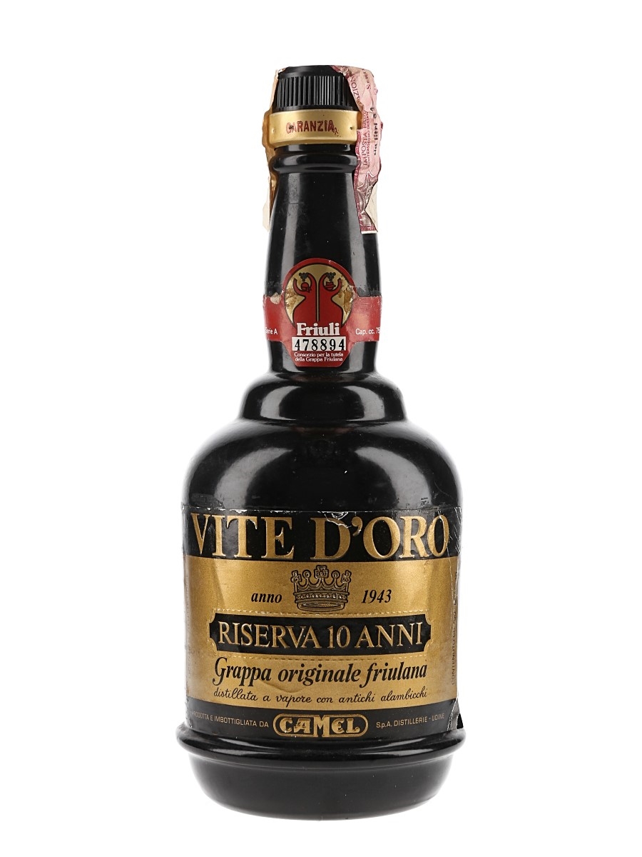 Vite D'Oro Riserva 10 Anni Grappa Originale Friulana Bottled 1970s-1980s - Camel 75cl / 40%