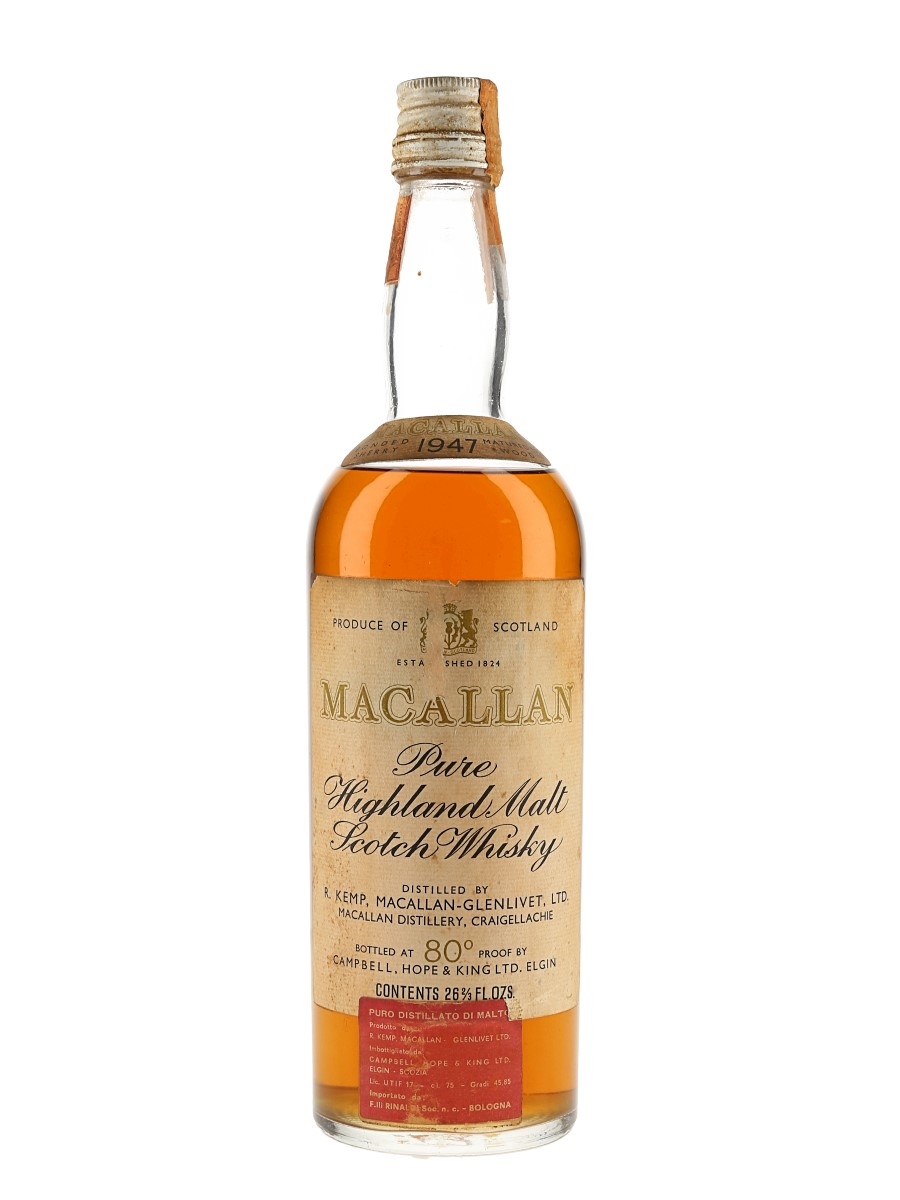 Macallan 1947 Campbell, Hope & King - Securo Cap Bottled 1960s 75cl / 45.8%