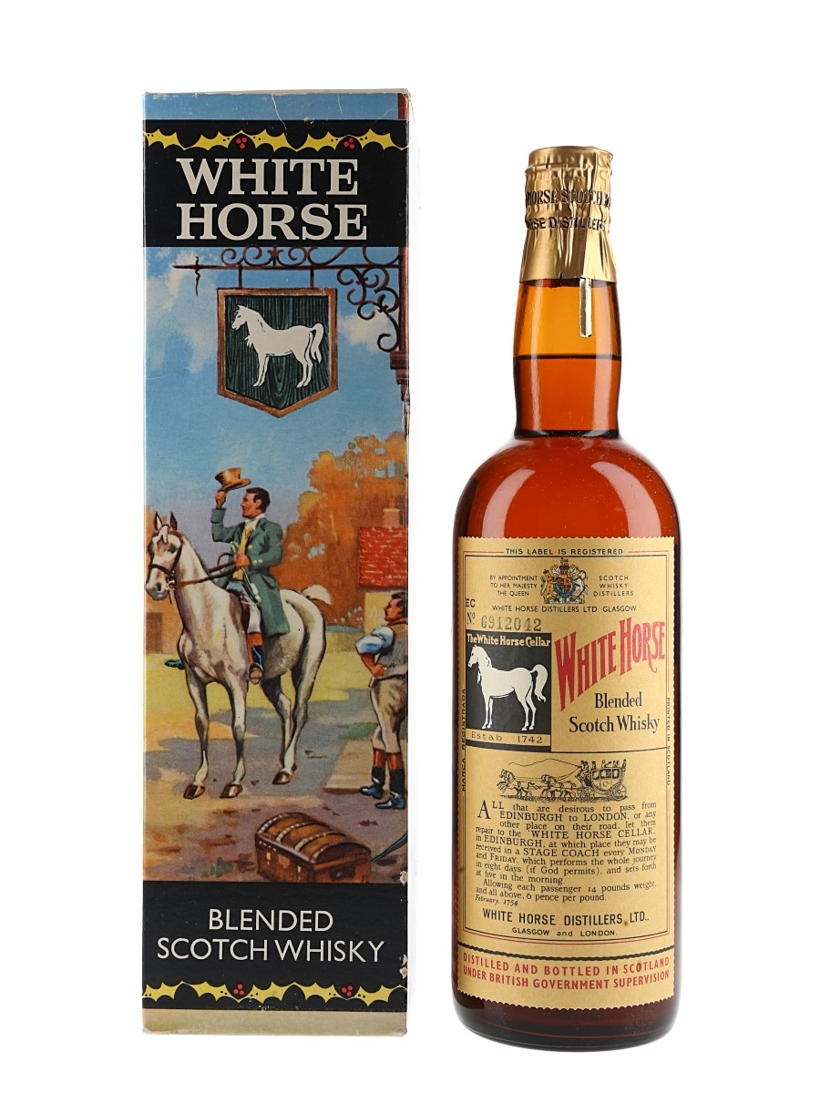 White Horse Spring Cap Bottled 1960s 75cl
