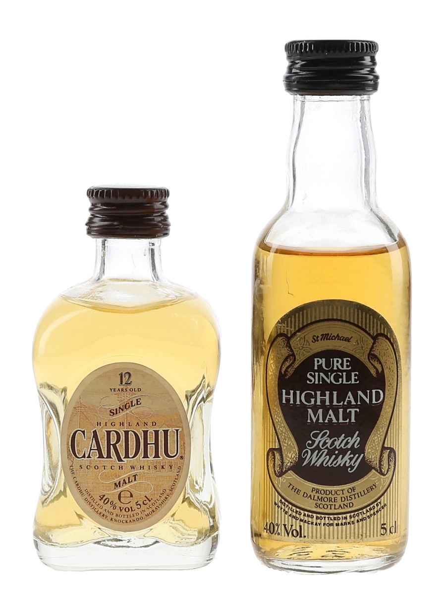 Cardhu 12 Year Old & St. Michael Dalmore Bottled 1980s-1990s 2 x 5cl / 40%