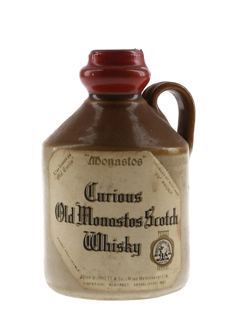 Curious Old Monastos Scotch Whisky Bottled 1960s-1970s - Ceramic Decanter 5cl