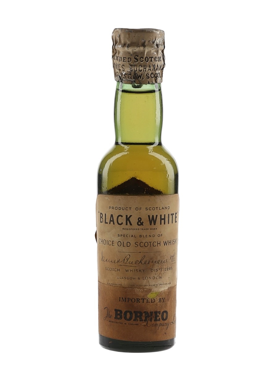 Buchanan's Black & White Spring Cap Bottled 1940s-1950s - Borneo 5cl
