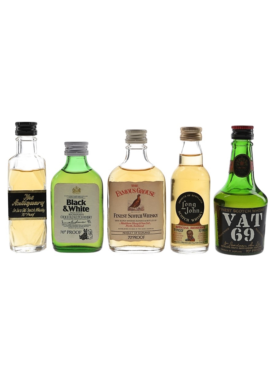 Assorted Blended Scotch Whisky Antiquary, Black & White, Famous Grouse, Long John Special Reserve & Vat 69 5 x 5cl / 40%