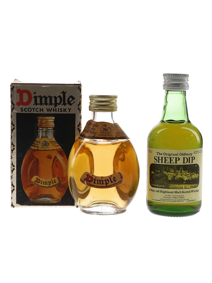 Dimple & Sheep Dip 8 Year Old Bottled 1970s-1980s 2 x 5cl-5.6cl / 40%
