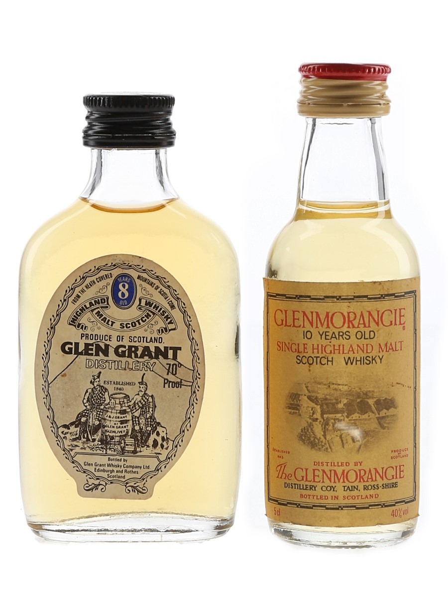 Glenmorangie 10 Year Old & Glen Grant 8 Year Old Bottled 1970s & 1980s 2 x 5cl / 40%