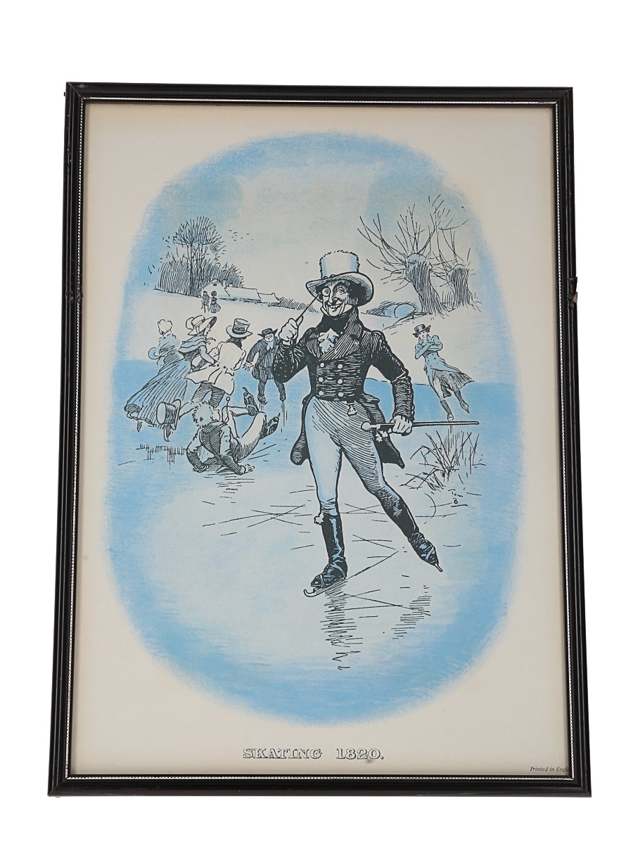 Johnnie Walker Sporting Print - Skating 1820 Early 20th Century - Tom Browne 48cm x 37cm