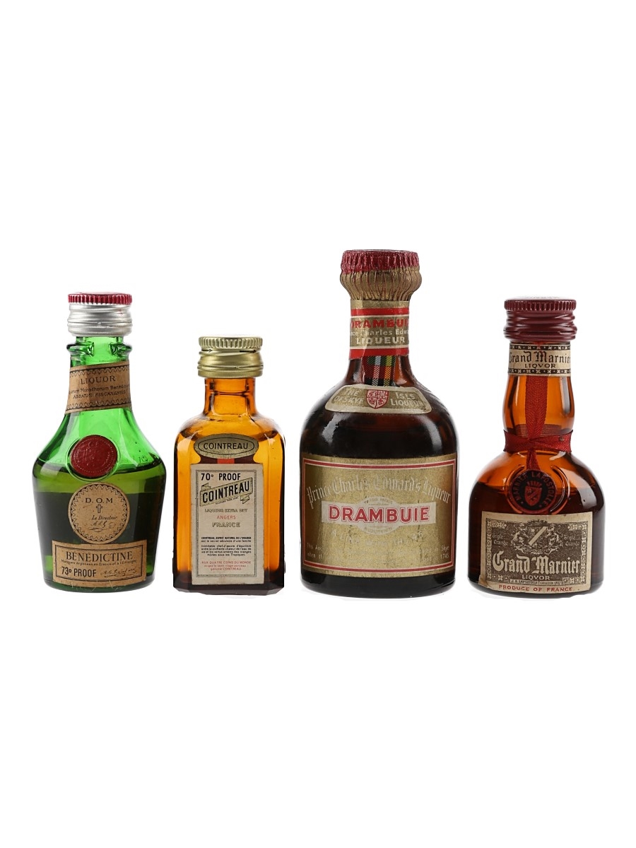 Benedictine DOM, Cointreau, Drambuie & Grand Marnier Bottled 1960s-1970s 4 x 3cl-5cl
