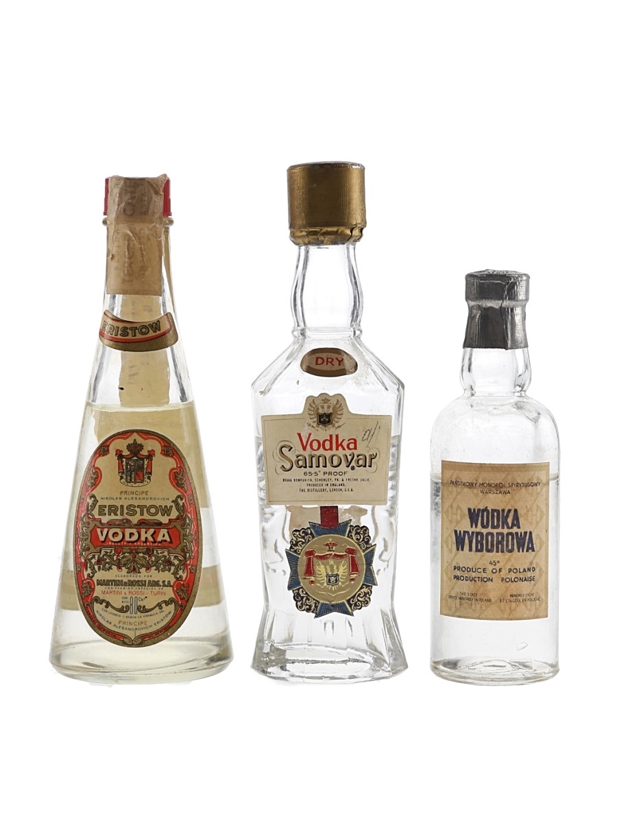 Samovar Vodka, Wodka Wyborowa & Eristow Vodka Bottled 1960s 3 x 5cl