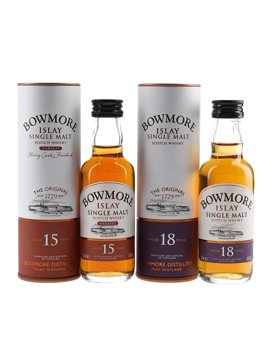 Bowmore 15 Year Old & 18 Year Old  2 x 5cl / 43%