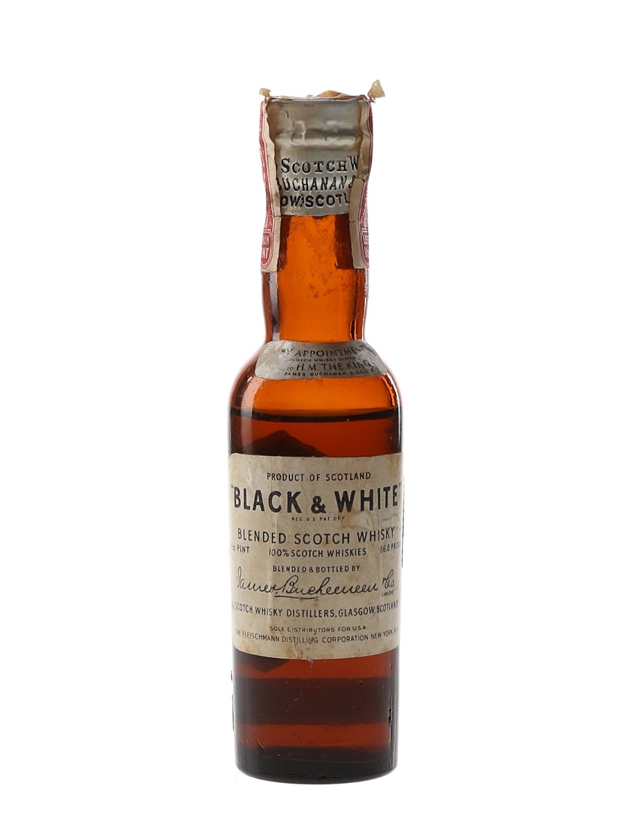 Buchanan's Black & White Spring Cap Bottled 1940s - Fleischmann Distilling 4.7cl / 43.4%