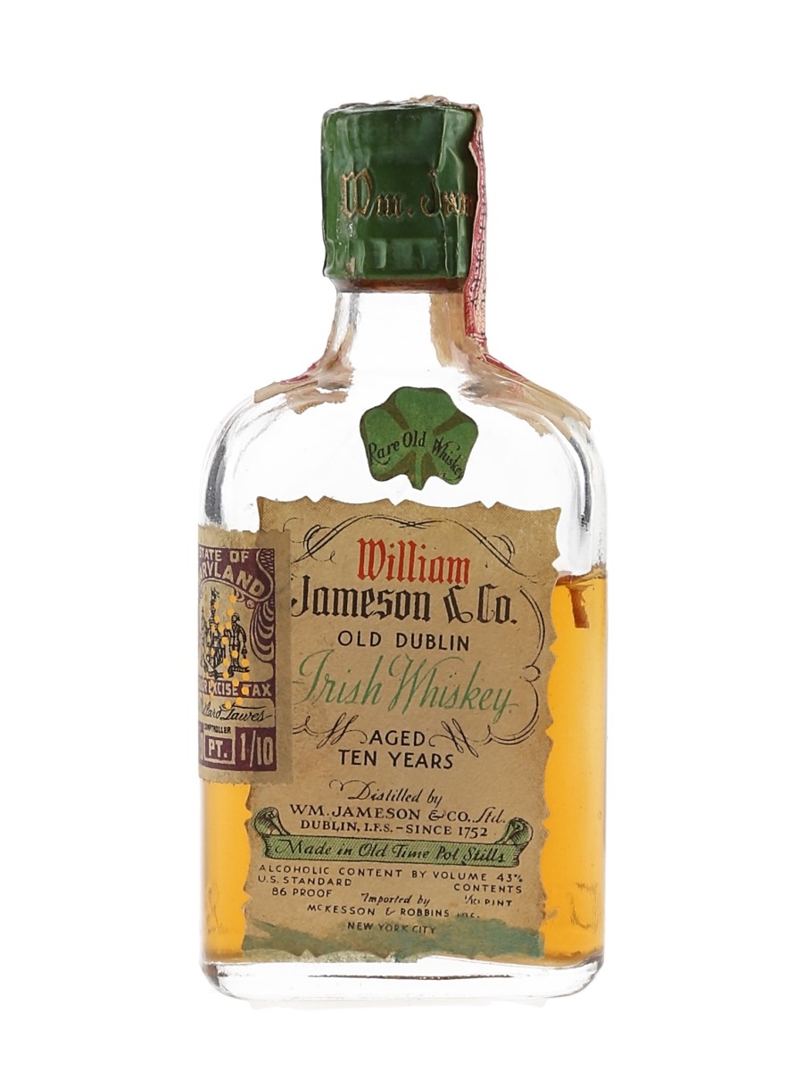 William Jameson & Co. 10 Year Old Bottled 1940s-1950s - McKesson & Rob Inc. 4.7cl / 43%