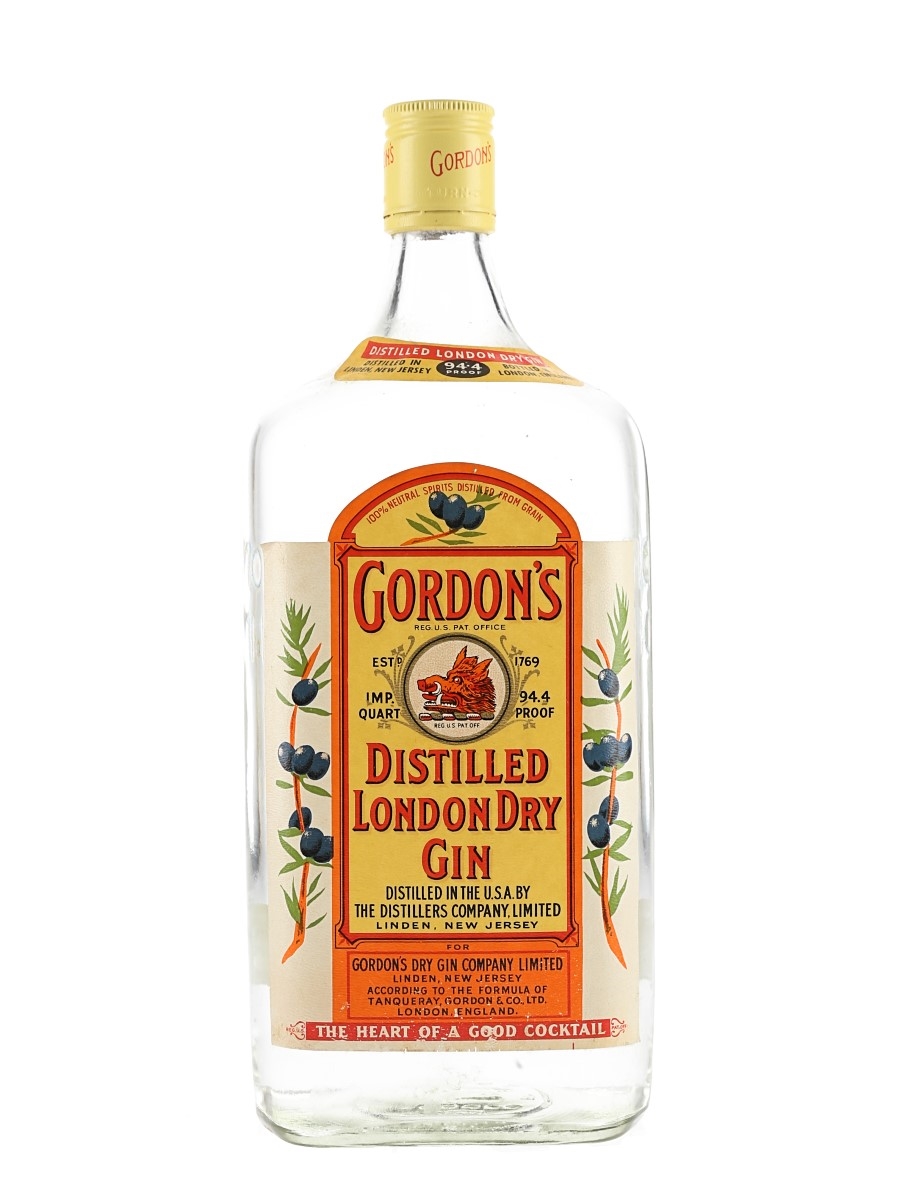 Gordon's Dry Gin 1957年輸入品　レア品？ 裏ラベル逆さ張り！ Gordon's Dry Gin 1957年輸入品 レア品？ 裏ラベル逆さ張り