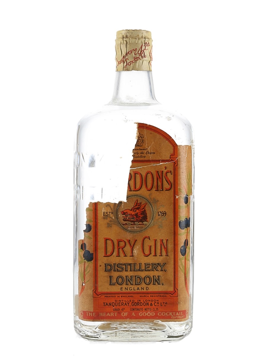 Gordon's Dry Gin Spring Cap Bottled 1950s-1960s - Wax & Vitale 75cl / 47%