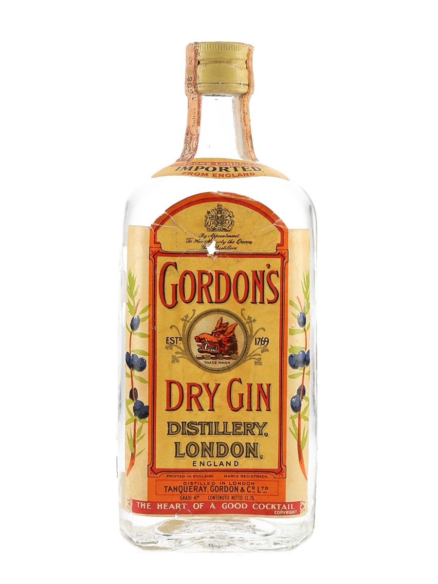 Gordon's Dry Gin Bottled 1960s - Wax & Vitale 75cl / 47%