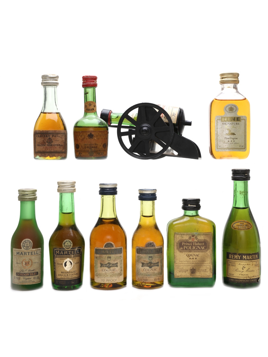 Assorted Cognac Miniatures Courvoisier, Martell, Remy Martin, Hine, Paulet 10 x 2 - 5cl / 40%