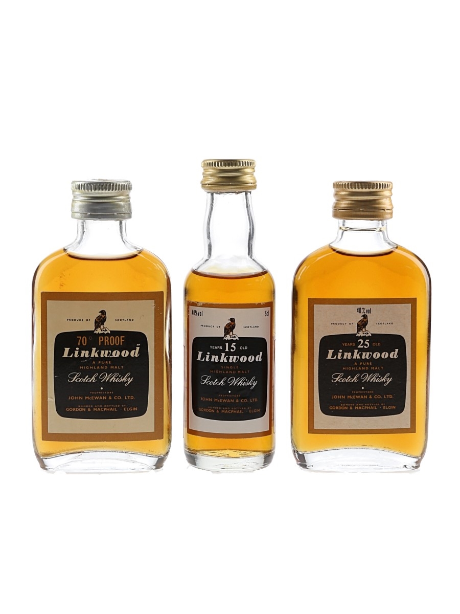 Linkwood, 15 Year Old & 25 Year Old Bottled 1970s-1990s - Gordon & MacPhail 3 x 5cl / 40%