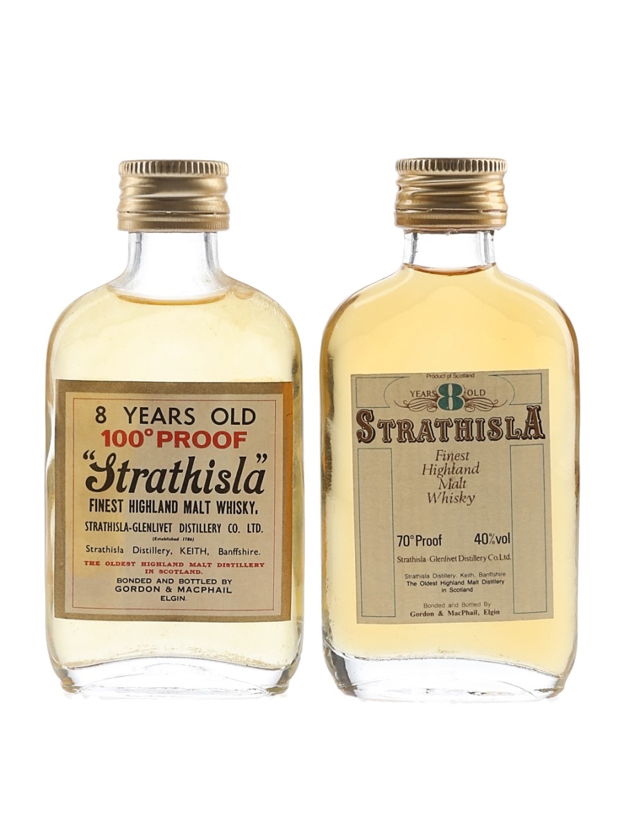 Strathisla 8 Year Old & Strathisla 8 Year Old 100 Proof Bottled 1970s - Gordon & MacPhail 2 x 5cl