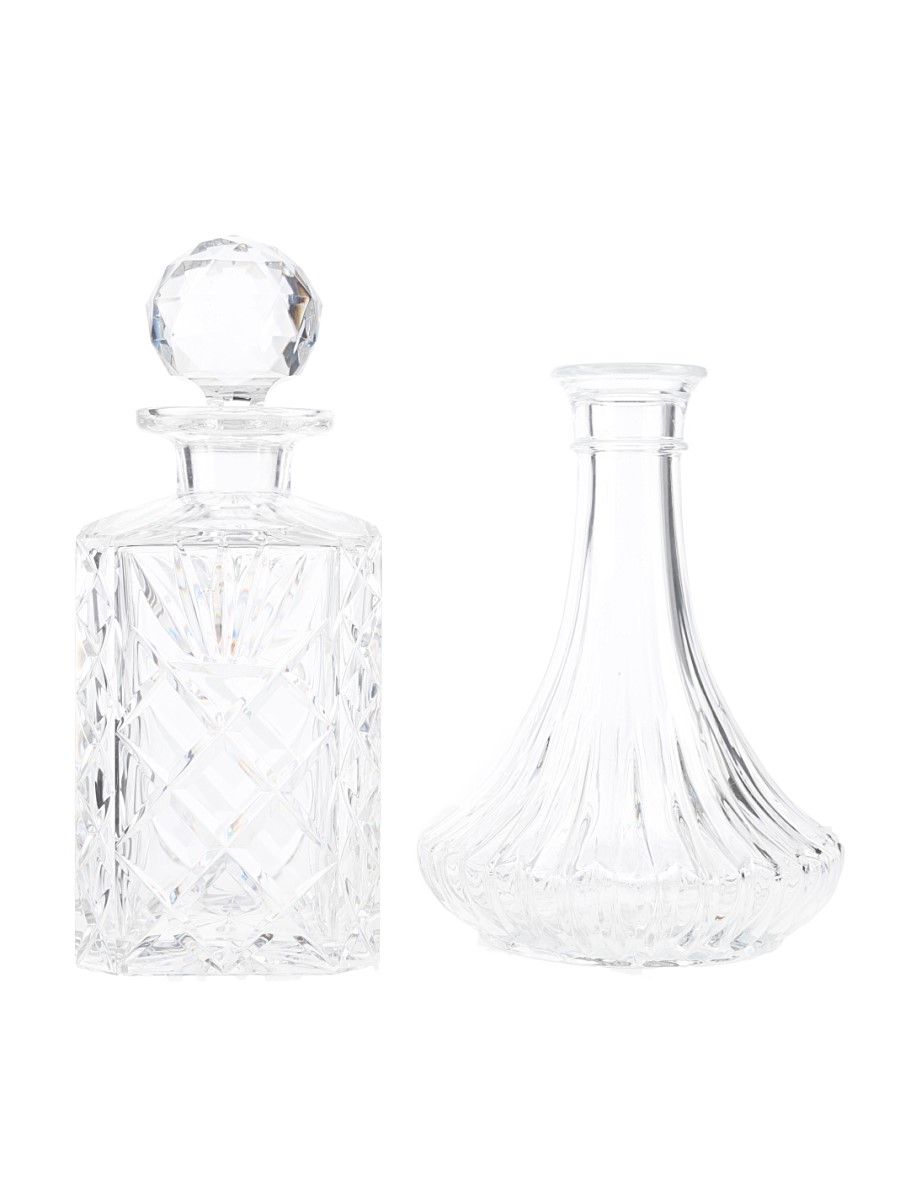 Crystal Decanter With And Without Stopper  2 x 25cm and 21cm Tall