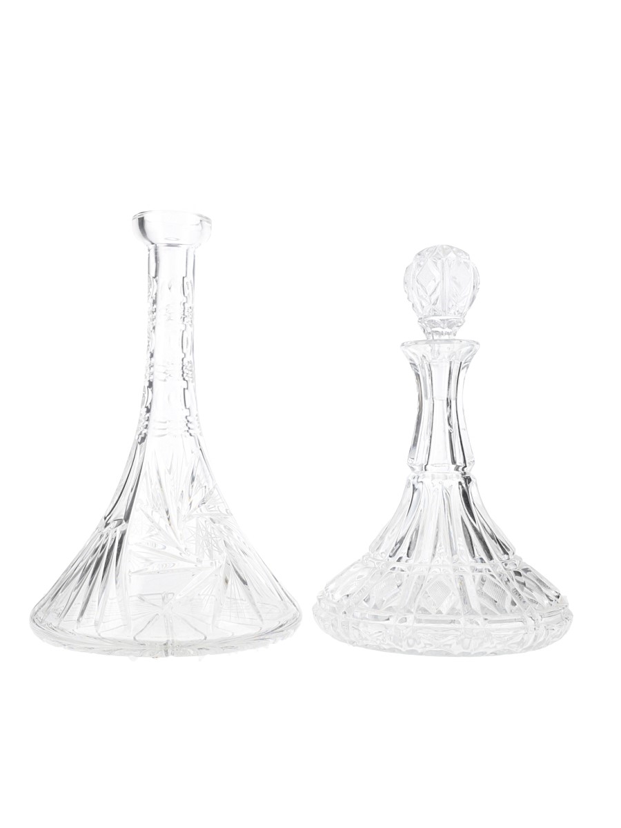 Crystal Decanters With And Without Stopper  2 x 30cm and 28cm Tall