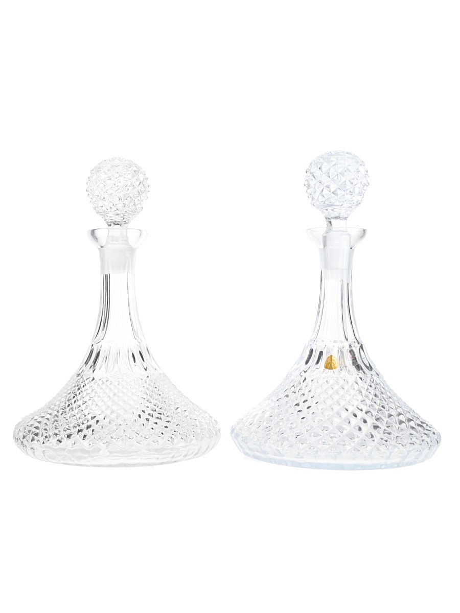 Crystal Decanters With Stoppers  2 x 29cm Tall