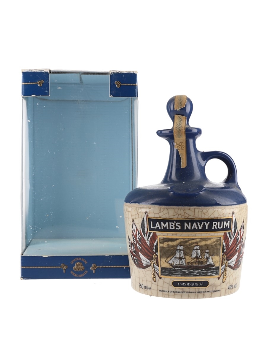 Lamb's Navy Rum HMS Warrior Flagon Bottled 1980s - Ceramic Decanter 75cl / 40%