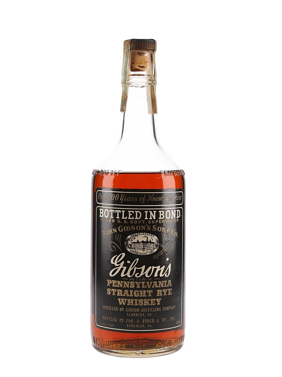 Gibson's 1940 5 Year Old Straight Rye Whiskey Bottled 1945 - Distilled in Pennsylvania 75cl / 50%
