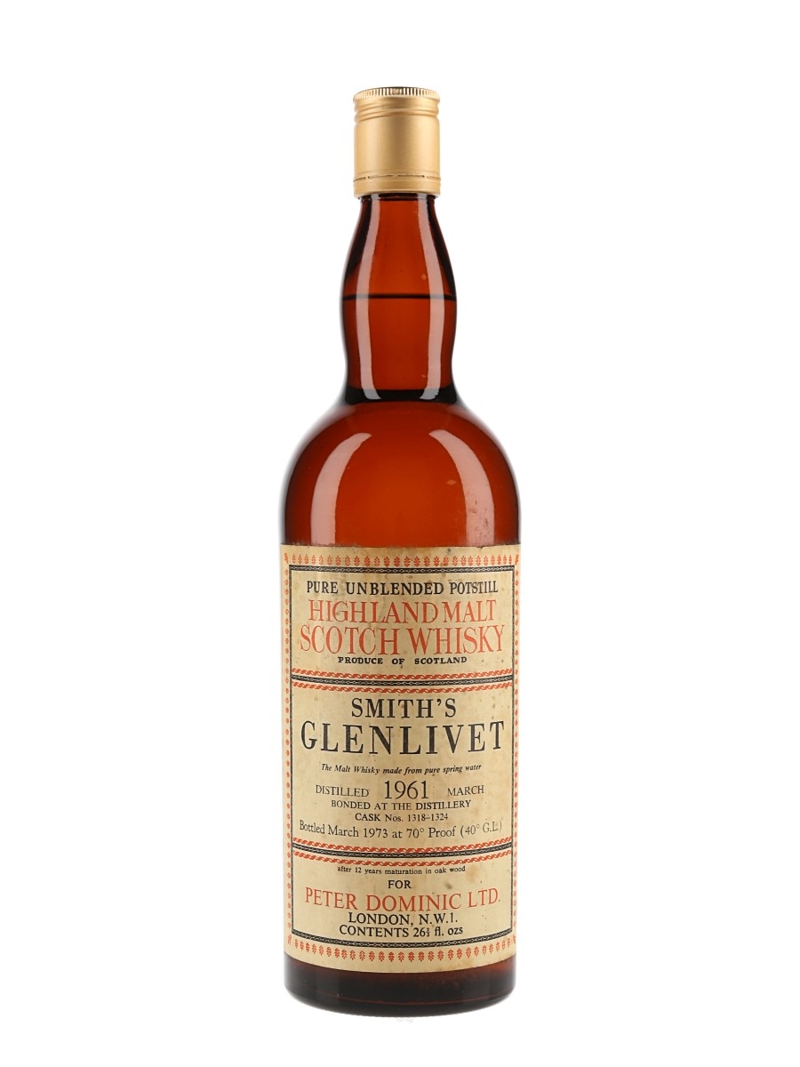 Smith's Glenlivet 1961 12 Year Old Bottled 1973 - Peter Dominic Ltd 75.7cl / 40%