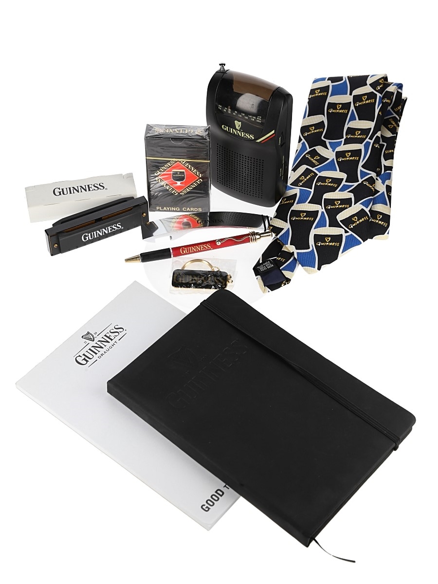 Guinness Memorabilia Items X 9 Including Radio, Harmonica, Tie, Key Ring & Pen 