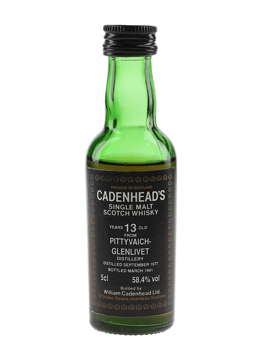 Pittyvaich 1977 13 Year Old Bottled 1991 - Cadenhead's 5cl / 58.4%