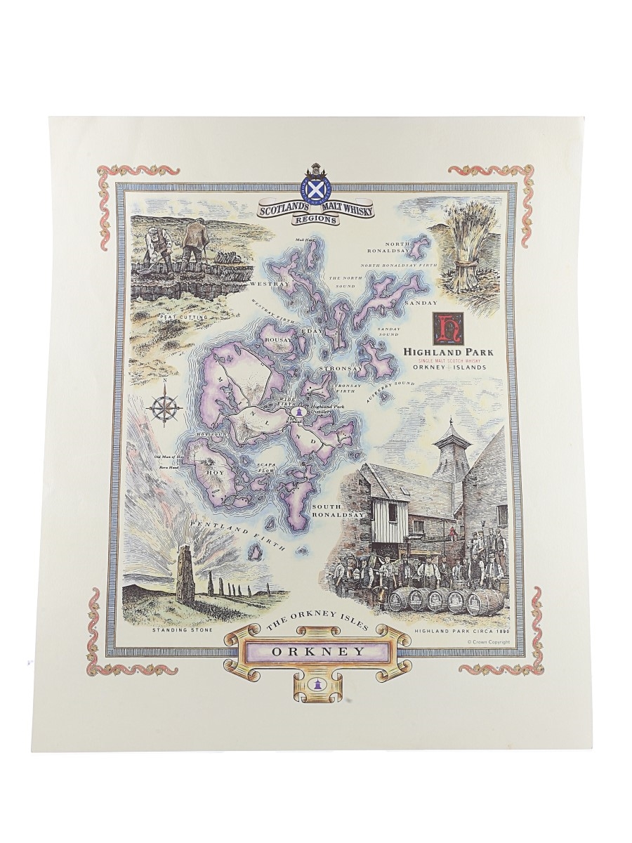 Scotland's Malt Whisky Region Map Orkney 35cm x 30cm