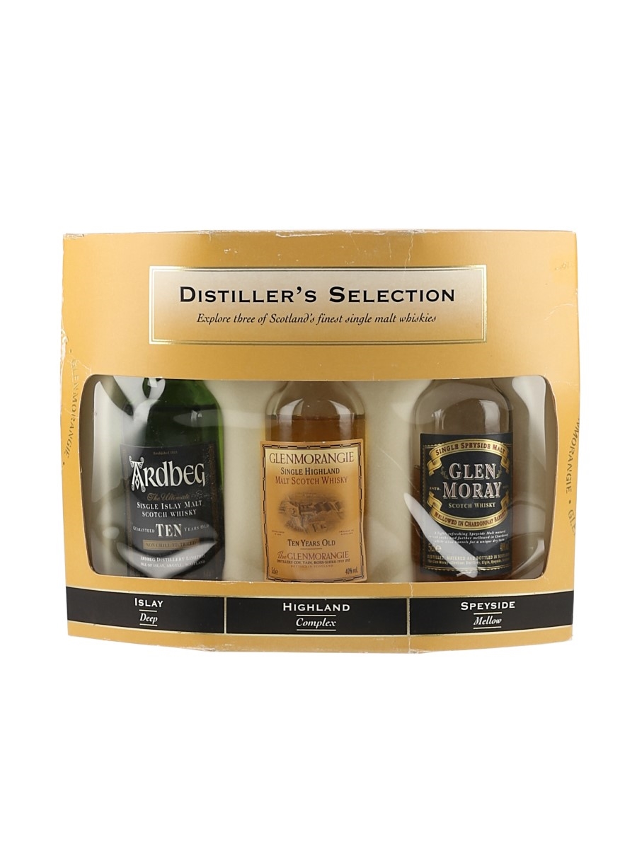 Distiller's Selection - Ardbeg, Glenmorangie, Glen Moray Bottled 2001 3 x 5cl