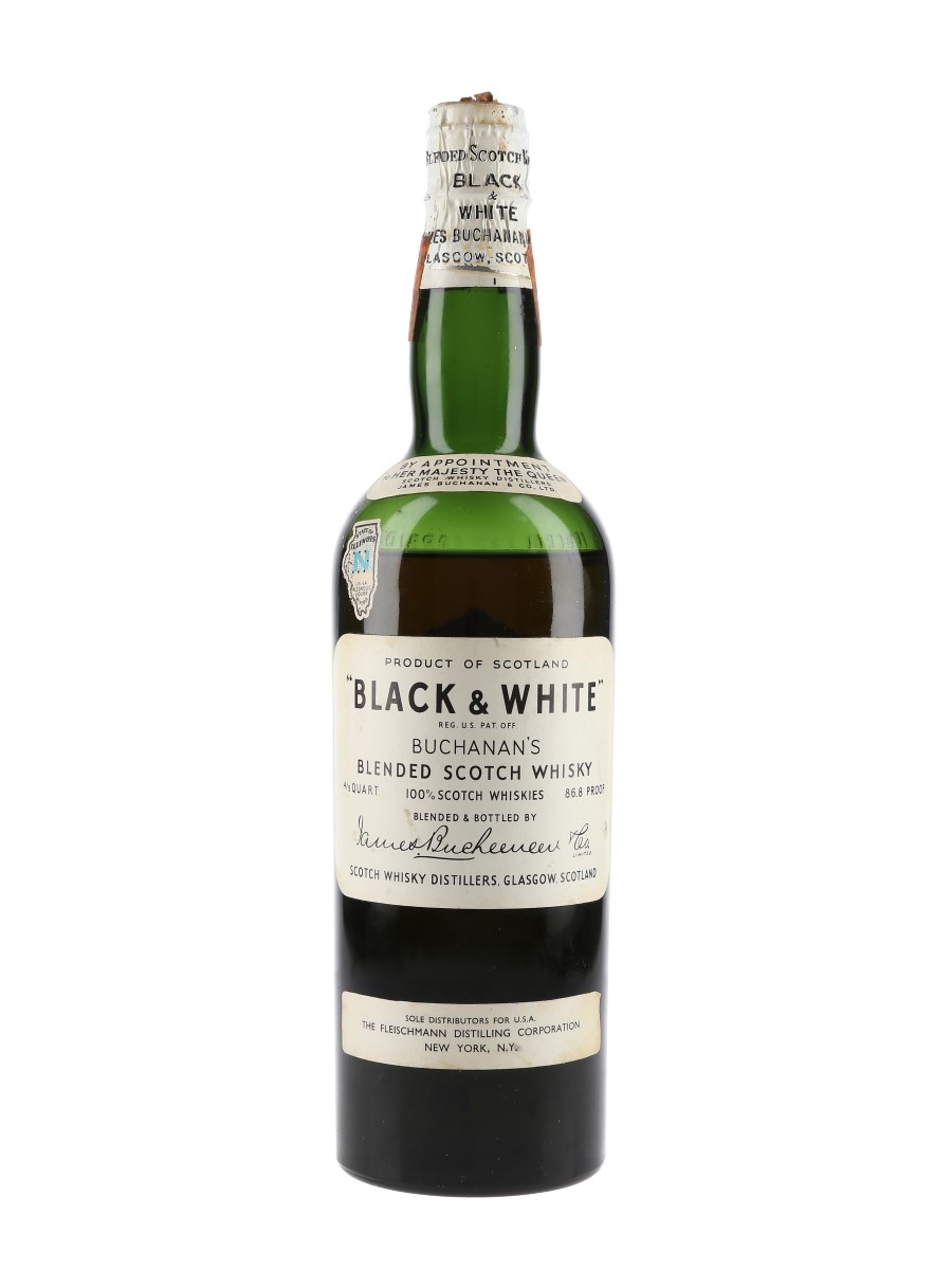 Buchanan's Black & White Spring Cap Bottled 1950s - Fleischmann Distilling Corporation 75cl / 43.3%