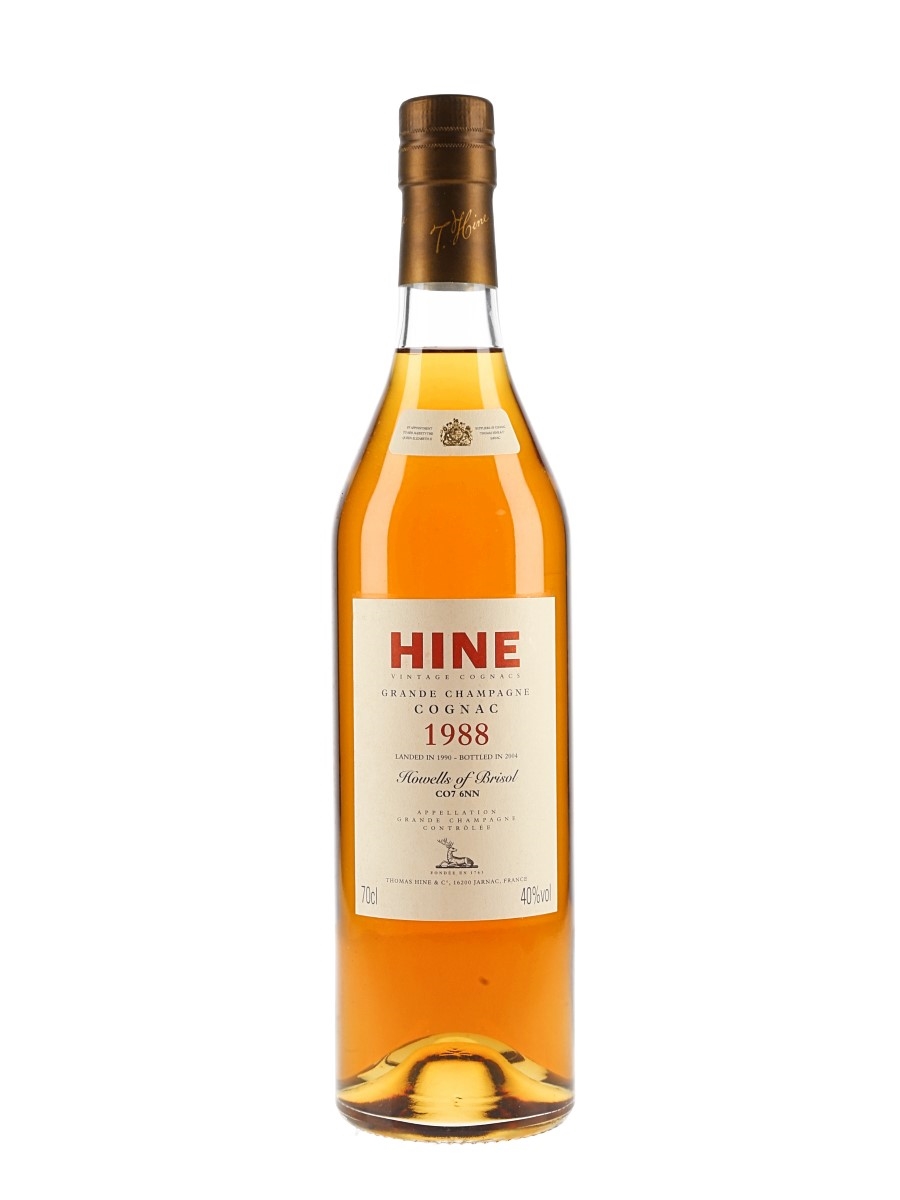 Hine 1988 Grande Champagne Cognac Landed 1990, Bottled 2004 - Howells Of Bristol 70cl / 40%