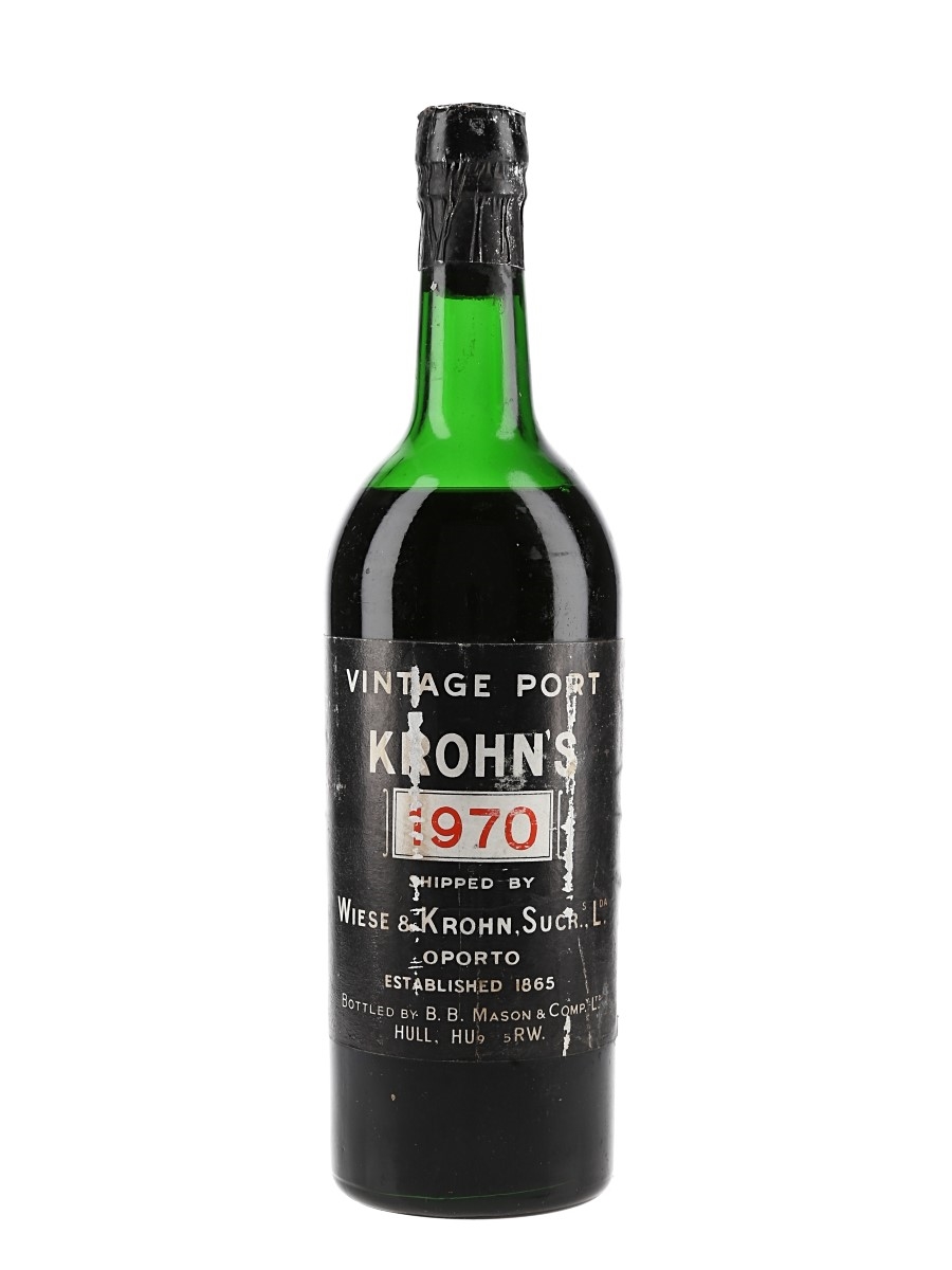 1970 Krohn Vintage Port Bottled By B.B. Mason, Hull 75cl