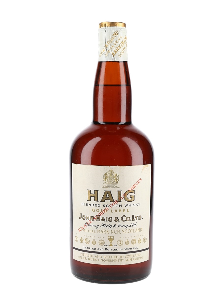 Haig Gold Label Spring Cap Bottled 1950s-1960s NAAFI Stores 75cl
