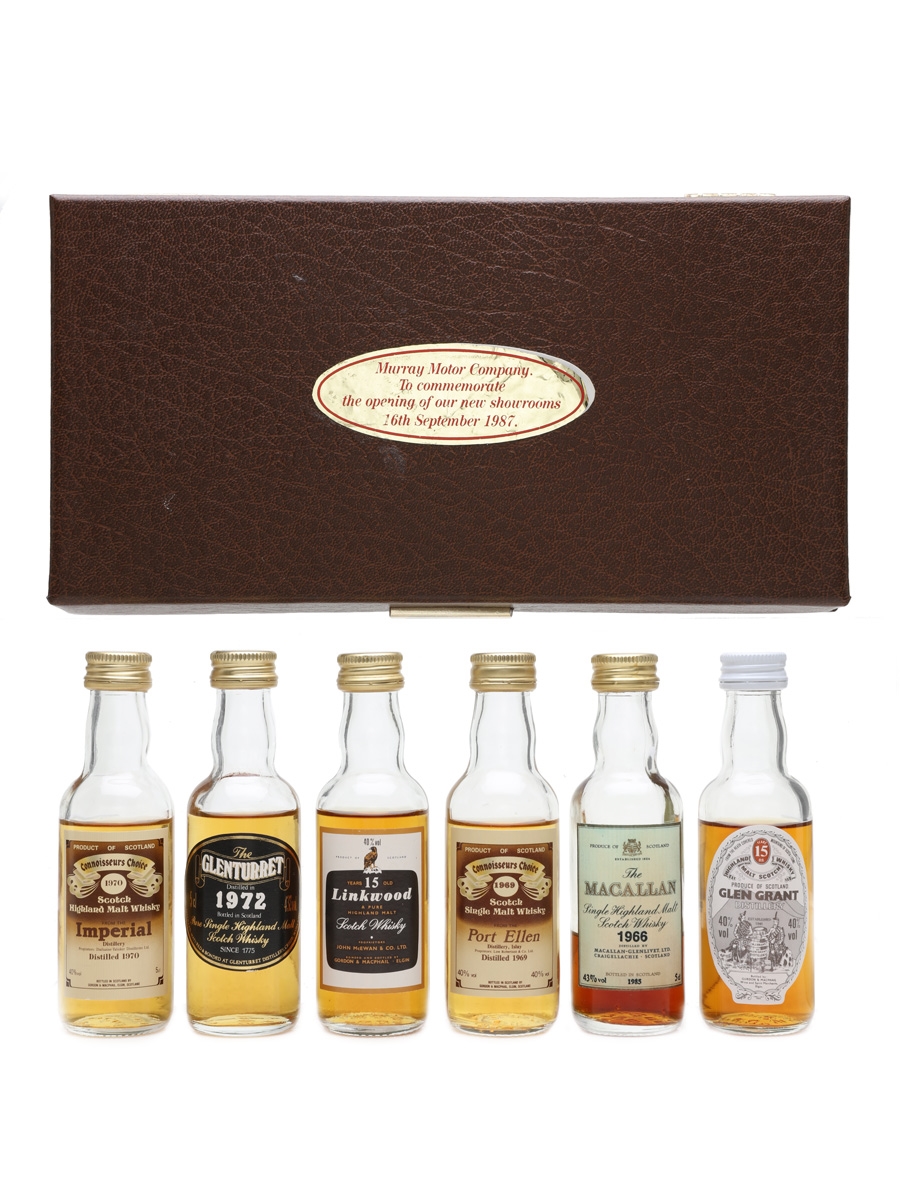 Whisky Galore Malt Whiskies Of Scotland Macallan 1966, Port Ellen 1969, Glenturret 1972, Linkwood, Glen Grant, Imperial 1970 6 x 5cl