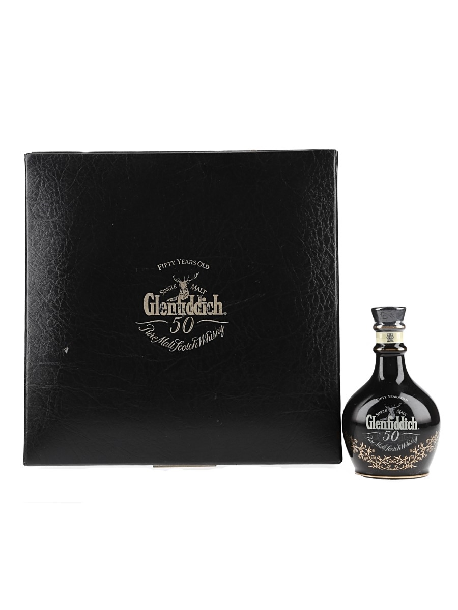 Glenfiddich 50 Year Old Bottled 1990s - Black Ceramic Decanter 5cl / 43%