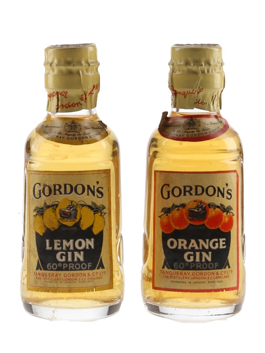 Gordon's Orange & Lemon Gin Spring Cap Bottled 1950s 2 x 5cl / 34.2%
