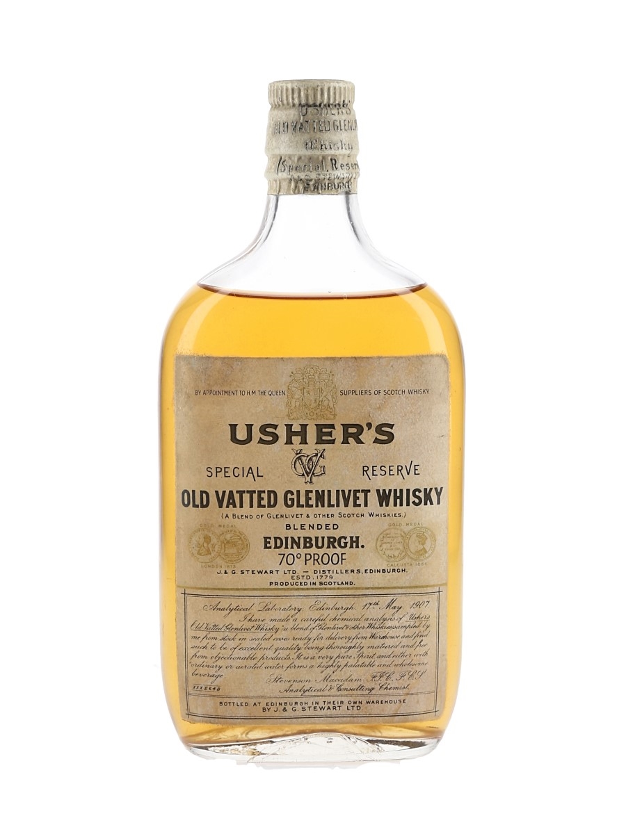 Usher's Old Vatted Glenlivet Bottled 1950s 37.5cl / 40%