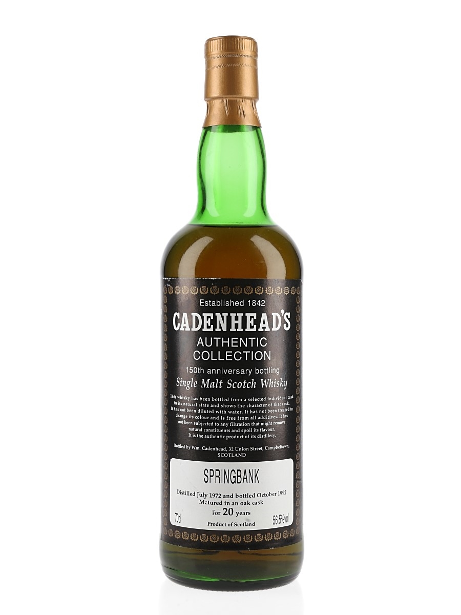 Springbank 1972 20 Year Old Bottled 1992 - Cadenhead's 150th Anniversary 70cl / 56.5%
